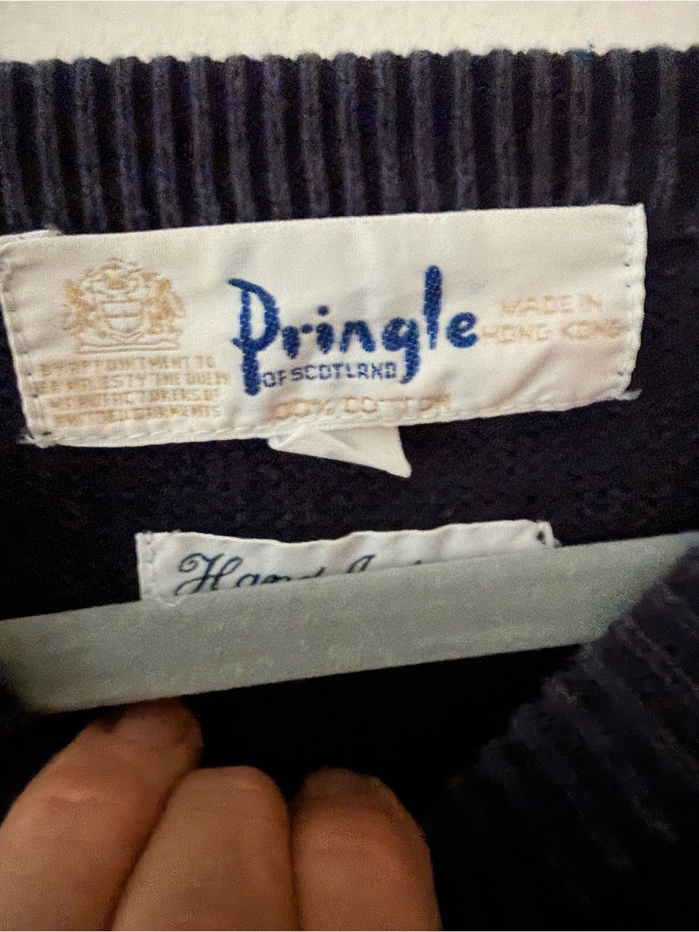 Pringle Navy Ribbed Collar Knit Sweater